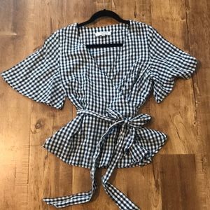 LOFT peplum waist wrap top.